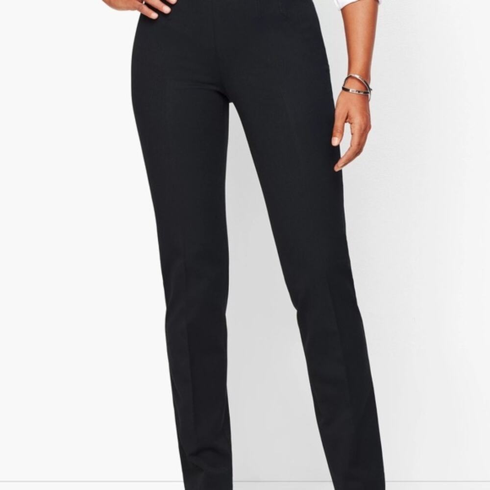 NWT Talbots Black Stretch Slim Pants Slimming High Waist Career Office Size 16W
